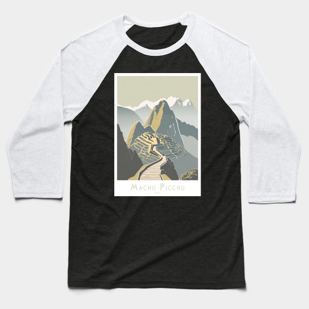 Majestic Machu Picchu Peru Travel Poster Baseball T-Shirt by POD24